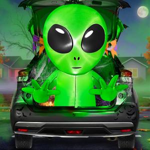 3.5 Ft Halloween Inflatable Alien Trunk Or Treat Car Decoration with Built-in LEDs, Halloween Blow Up Alien Broke Out from Car Decoration Outdoor Yard Decor