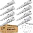 Lightdot 4FT LED High Bay Shop Light, 100-277VDriver Equipped, 5 Years 50W 7000LM [Eqv. 280W MH/HPS] 5000K 4' LED Shop Lights for Workshop Garage White-8Pack