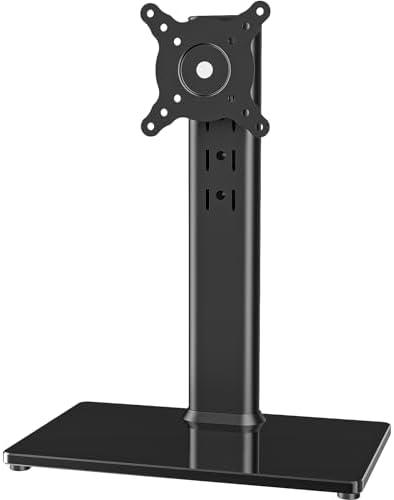 Single LCD Computer Monitor Free-Standing Desk Stand Mount Riser for 13 inch to 32 inch screen with Swivel, Height Adjustable, Rotation, Vesa Base Stand Holds One (1) Screen up to 77Lbs(HT05B-001))No All Details