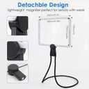 5X Hands Free Magnifying Glass with Light for Reading, Neck Wear Magnifier with Adjustable Brightness 50 Led Lights Flexible Gooseneck Full Book Page Magnifier for Low Vision Seniors with Aging Eyes
