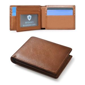 MARZAHAR Genuine Leather Mens Wallet, RFID Blocking Bifold Wallet for Men with ID Window, 11 Credit Card Slots (Brown)