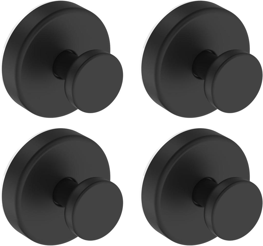Bntuk Suction Cup Hooks for Door Wreaths, Vacuum Suction Wreath Hanger for Front Door Window Glass, Bath Robe Looafh Shower Hooks for Inside Shower - 4 Pack, Black