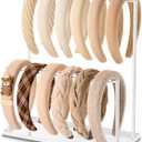 pickpiff Headband Holder Organizer Metal 2-Tier with Tray: Hair Accessories Display Stand Storage, Purse Charms Key Rings Rack Necklace Stand Home Bedroom for Girls Women, White