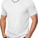 Dokotoo Men Men's T-Shirts Cotton Short Sleeve Crewneck Textured Knit Tees Shirts Summer Casual Solid Basic Tops (White, S)