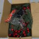 Christmas Garland Artificial Pine Decoration - 1 Pack Fake Green Cedar Garland Realistic Christmas Norfolk with Berry for Winter Holiday Mantle Fireplace Table Wall Window