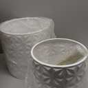 ARNIS Modern Planter Pots, Set of 2 Large Planters with Stand, Decorative Planters, Metal Pots with Drainage Holes for Living Room, Office, Garden or Balcony, 10.5 &12.25 Inch, Matte White