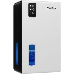 NineSky Dehumidifier for Home, 95 OZ Water Tank, (1000 sq.ft) Dehumidifiers for Bathroom Bedroom Basement with Auto Shut Off,7 Colors LED Light(White