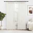 Pinch Pleated Curtains 2 Panels, Linen Textured Semi Sheer Curtain 84 Inches Long Back Tab Light Filtering Voile Window Drapes for Living Room, Bedroom and Farmhouse, 40 Inch x 84 Inch Ivory