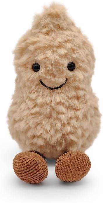 Plush Peanut Soft Toy, 5.9 Peanut Plush Doll for Children, Beige Fluffy Stuffed Doll with Feet, Cute Smiling Plush Doll Gift for Birthday and Valentine's Day