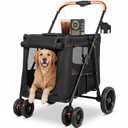 Dog Stroller for Large & Medium Dogs (Up to 80 lbs) Foldable Pet Stroller with Cup Holder & Dual Carbon Steel Support Bars, All-Terrain Wheels, Storage Pocket, Dog Wagon Strollers for Multiple Pets