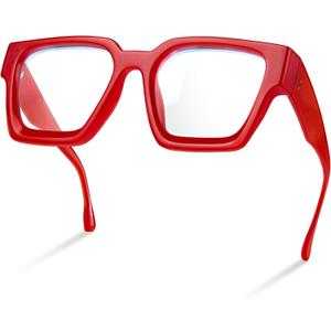 livho Oversized up to 99% Blue Light Blocking Glasses for Woman - Rectangle Fashion Glasses for Computer, Chic Preppy Frame (Coral Red)
