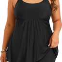 Holipick Plus Size 2 Piece Swimsuit - Women Tankini Bathing Suits Flowy Swim Top with Boy Shorts (Black, 21W)