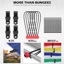 60-Piece Bungee Cords Assorted Sizes - 10" 18" 24" 32" 40" Bungee Cords with Hooks, Heavy Duty Outdoor, Large Medium Small Mini Elastic Canopy Tarp Bungee Ball Ties Tarp Clips Organizer