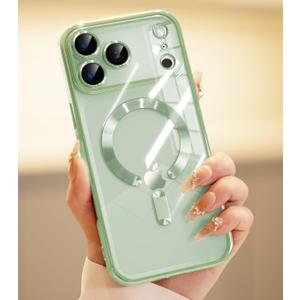 for iPhone 17 Pro Max Case with 1X Screen Protector, [Compatible with MagSafe] [Integrated Camera Protection], Non Yellowing Glossy Slim Cute Women Girly Cover for iPhone 17 Pro Max 6.9", Light Green