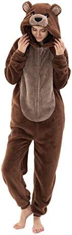 Snug Fit Unisex Adult Onesie Pajamas, Flannel Cosplay Animal One Piece Halloween Costume Sleepwear Homewear, L