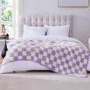 WRENSONGE Checkered Throw Blanket, Purple Soft Cozy Fluffy Warm Hand Made Throw Blankets for Couch, Sofa, Chair, Bed, Camping, Picnic, Travel Lightweight Bed Blanket - 60"*80", Twin