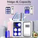CUTIEWORLD Skincare Fridge - 4L Makeup Fridge for Refrigerating Makeup, Skincare and Food, Mini Fridge for Bedroom, Office and Car, Cooler and Warmer, Beverage Cooler, Leather Pink