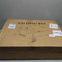 XXXXL Stainless Steel Litter Box with Lid,28.0" L 20" W 17" H Extra Large High Sided Cat Litter Box for Multi -Cats,Enclosed Metal Litter Box with Cat Scratcher and Scoop,Grey