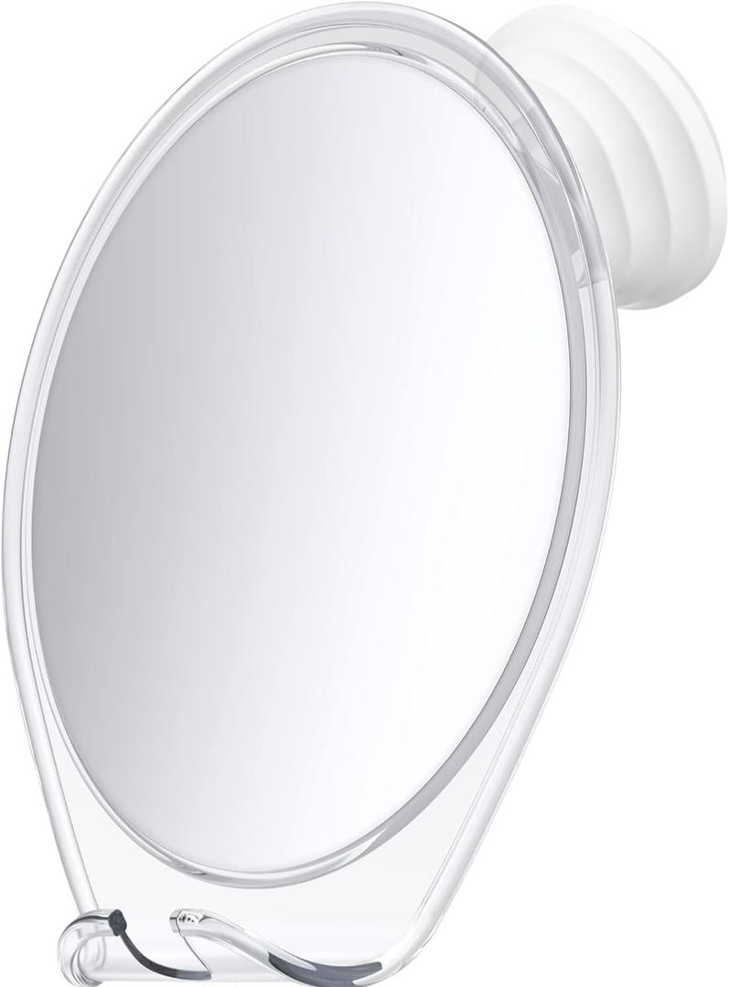 Honeybull Shower Mirror (Anti-Fog) Fogless Mirror With Suction Cup And Swivel | Shaving Mirror With Razor Hook - White