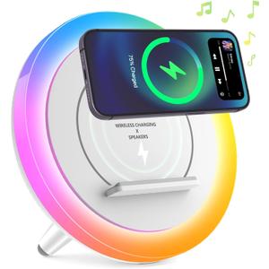 Wireless Charger Speaker with Lights,4 in 1Color Changing Modern Bluetooth Lamp,Personalized Trendy Stuff, Best Birthday Teenage Girls Boys Gifts Ideas