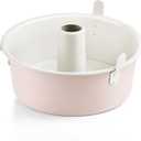 HONGBAKE Nonstick Angel Food Cake Pan with Removable Bottom, 10 Inch Tube Pound Cake Pans for Baking Chiffon Cake, 16-Cup, Heavy Duty, Pink