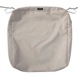 Classic Accessories Ravenna Water-Resistant 21 x 19 x 5 Inch Rectangle Outdoor Seat Cushion Slip Cover, Patio Furniture Chair Cushion Cover, Mushroom, Patio Furniture Cushion Covers
