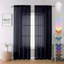 Lecloud Black Sheer Curtains 84 Inches Long 2 Panels, Solid Voile Light Filtering Airy Window Treatments for Living Room Bedroom, Lightweight Breathable Drapes with Dual Rod Pocket, 40" W x 84" L