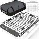 WILDROAD Car Roof Cargo Carrier Combo of Upgraded 64"x 39"x 4" Roof Rack Cargo Basket with 21 Cubic ft Ultra Waterproof Anti-Tear Fabric Cargo Carrier Bag and Super Duty Bungee Cargo Net