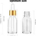 PrettyCare Glass Eye Dropper Bottles 24 Pack, 0.5oz (15ml) Clear Empty Thick Bottles Bulk with Leakproof Golden Caps - With Labels & Funnels for Storage, Travel, Essential Oils, Cuticle, Tinctures
