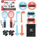 15-in-1 Accessories Kit Compatible with Nintendo Switch 2 Joy-Con, for Switch Sports, Mario Kart, Co-op Games, Includes Rackets, Golf Clubs, Swords, Steering Wheels, Controller Grips, Wristbands