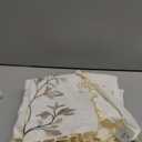 Laolitou Cotton Linen Waterproof Tablecloth for Dining Table Farmhouse Kitchen Rectangle Table Cloth Coffee Wrinkle Free Tables Cover, Beige, Coffee Flower, 55x120 Inch