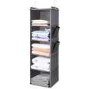 BOOMIBOO Hanging Closet Organize and Shelves，5-Hanging Shelf with 2 Side Pockets，Storage Foldable （Grey）