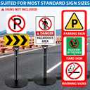 2Pack Heavy Duty Parking Sign Post for Outside, 20lbs Cast Iron Base Sign Post for Outdoor Sign Holder, Yard Sign Stand, Street Sign Post, 49" Height, Black