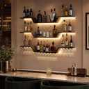Wall Mounted Wine Rack with LED Lights, 47.2 inches