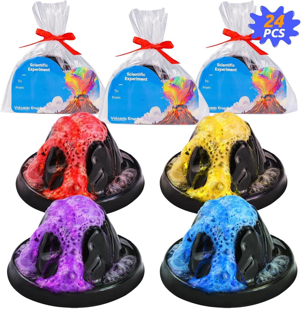 24 Pack Erupting Volcano Science Kit Valentines Gifts Party Favors with Valentine's Cards STEM Projects Educational Toys for Boys Girls School Exchange