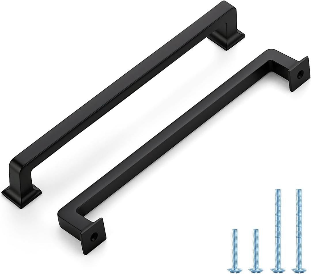 HOME EDIT 10 Pack 7 Inch Matte Black Cabinet Handles Solid Zinc Alloy Pulls for Kitchen Cupboard & Drawer Hardware