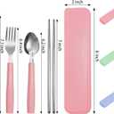 9 x Nicunom 9 Pack Reusable Travel Utensils with Case, Portable Stainless Steel Flatware Set, Knife Fork Spoon Chopsticks, for Camping Lunch Box Picnic