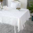 ARTABLE Rectangular Lace Fabric Tablecloth with Macrame Border Clear Embroidered Kitchen Tablecloths for Elegant Holiday Long Dinner Tables (Offwhite, Tablecloth 52" x 70")