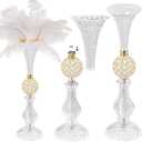 VIJIV Premium Clear Acrylic Flower Vases for Wedding Table Centerpieces, Tall Trumpet Vase for Flower Arrangement & Ostrich Feather Holder, Perfect for Wedding Galas, Anniversary & Formal Events (Tall-20.5IN)