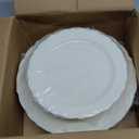 Sparkle and Bash 60 Cream Plastic Party Plates - Includes 30 9.8-Inch Dinner & 30 7.5-Inch Dessert - Vintage Floral Border & Gold Trim - Disposable Plastic Plates for Weddings, Showers & Events