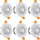 CXWV 3 Inch LED Recessed Downlight, 5W COB Ceiling Light with Driver, 3000K/4000K/6000K, CRI92, 410lm, 50W Halogen Bulb Equivalent Lighting Fixture, FCC Certification (6 Pack - Round)