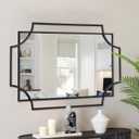 Black Wall Mirror for Living Room, 36''X24'' Black Bathroom Mirror with Metal Frame, Antique Decorative Mirror for Living Room, Entryway, Dining Room Decor