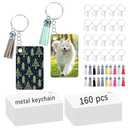 GEKIXUTP 160 Pcs metal Sublimation Keychain Blanks Bulk,Double Sided Sublimation Blanks Keychain Heat Transfer Keychain Blanks with Tassels,Sublimation Ornament Blanks key chain