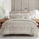 Levtex Home Adare Taupe Reversible King Duvet Cover Set (106x94in) with 2 Pillowcases (36x20in) - Floral Bedding - Taupe and White - Cotton King Size Duvet Cover Set - Soft, Pre-Washed