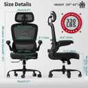 TRALT Ergonomic Office Chair - Desk Chair with Adjustable Headrest Lumbar Support Computer Chair - Mesh Comfy Chair with Flip-up Armrests - Gaming Chairs for Adults Home Office (Leather, Black), Pack of 1