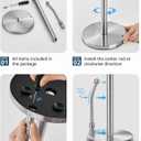 SMARTAKE Paper Towel Holder, Paper Towel Dispenser Standing Weighted Base Non Slip, Spring Arm for Easy Tear, Stainless Steel Paper Towel Holder for Home Kitchen Countertop Tabletop, Silver