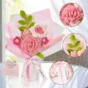 Crochet Flower Bouquet, Handmade Crochet Flowers Bouquet for Anniversary, Mother's Day, Valentine's Day, Graduation, Christmas, Birthday Gift for Women Wife Lover (Include Card) Pink