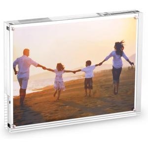 Acrylic Photo Frame 8.5 by 11 inch Double Sided Frameless Picture Frame Magnetic Acrylic Block Desktop Photo Display Holder Thickness 30mm (8.5"x11")