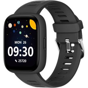 BIGGERFIVE Smart Watch for Kids, 1.8" Fitness Tracker Watch Pedometer, Heart Rate, IP68 Waterproof, Sleep Monitor, Calorie Step Counter, 5 Puzzle Games with/Without APP for Girls Boys Teens 5-16 (Black)