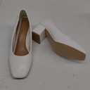 HEEZ Women's Pumps Chunky Block Low Heels Square Closed Toe Dress Shoes with Arch Support Comfortable Wedding Party Office Shoes Heel Pumps White, Size 6